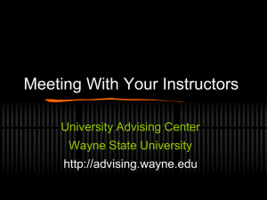 Meeting With Your Instructors - Advising