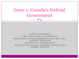 Issue 1: Canada`s Federal Government