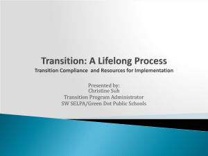 Tools for Developing a Comprehensive Transition Plan