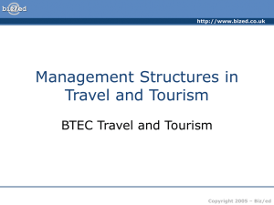 Management Structures in Travel and Tourism - PowerPoint