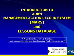 Introduction to ADB`S Management Action Record System (Mars)