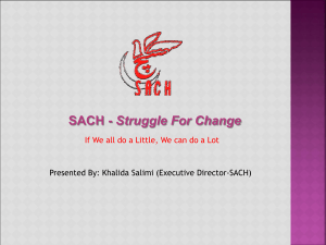 Regional seminar presentation on SACH, Pakistan