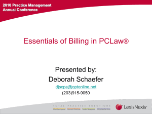 Essentials of Billing in PCLaw
