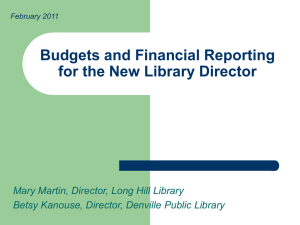 Budget and Financial Reporting for the New Library Director