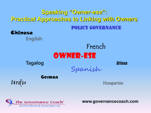 Speaking Owner-ese - International Policy Governance Association