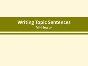 Topic Sentences K-3