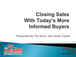 Closing Sales with Today`s More Informed Buyers