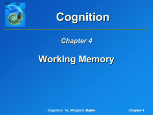 Matlin, Cognition, 7e, Chapter 4: Working Memory