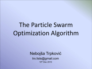 The Particle Swarm Optimization Algorithm, N. Trpkovic