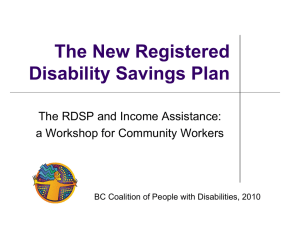 RDSP Summary  - BC Coalition of People with Disabilities