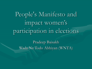 People`s Manifesto and impact women`s participation in elections