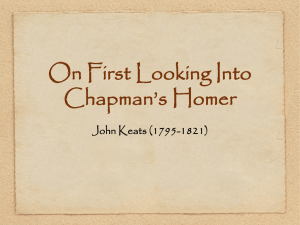 On First Looking Into Chapman`s Homer John Keats (1795