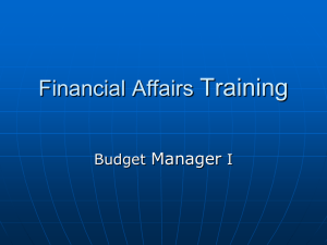 Budget Manager I materials
