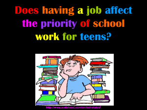 Does having a job affect the priority of school work for teens?