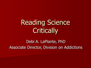 Reading Science Critically - The Division on Addiction