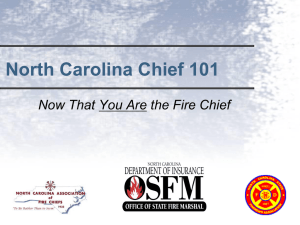 Now That You Are the Fire Chief - North Carolina Department of