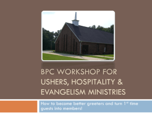 BPC Workshop for Usher, Hospitality & Evangelism Ministries