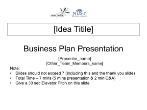 Concept Paper on IBA Business Plan Competition IBA-BPC