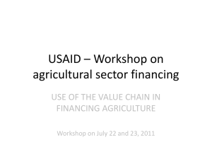 Use of the Value Chain in Financing Agriculture