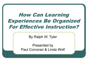 How Can Learning Experiences Be Organized For