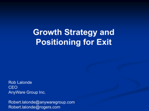 Growth Strategy and Positioning for Exit