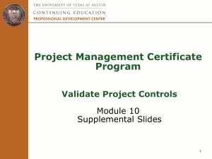 Module 10 - Validate Project Controls Supplemental