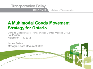 A Multimodal Goods Movement Strategy for Ontario
