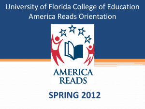America reads tutor training - College of Education