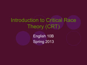 Introduction to Critical Race Theory (CRT)