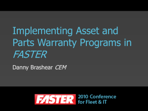 Implementing Asset and Parts Warranty Programs in FASTER