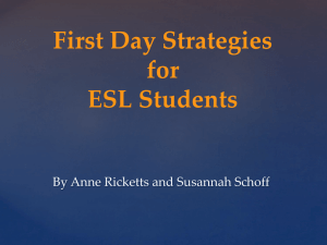 First Day Strategies for ESL students