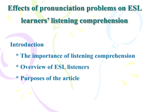 Effects of pronunciation problems on ESL learners` listening