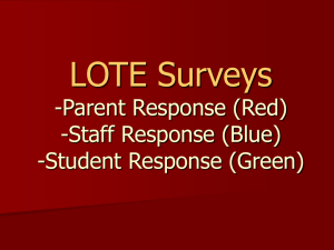 LOTE Surveys -Parent Response -Staff