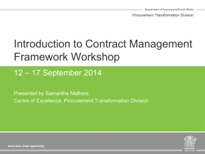 Introduction to Contract Management Framework Workshop