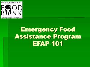 Emergency Food Assistance Program EFAP 101