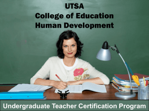 Undergraduate Teacher Certification Program