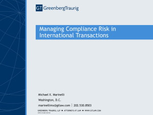Managing Compliance Risk in International Transactions