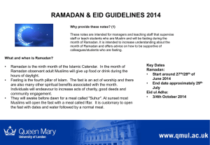 Ramadan and Eid guidelines