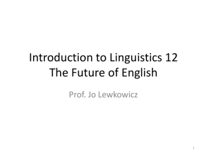 Introduction to Linguistics 12 The Future of Englsih