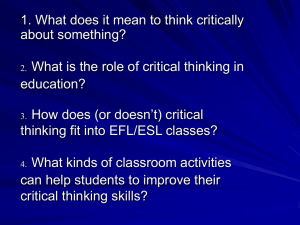 critical thinking fit into EFL/ESL classes?