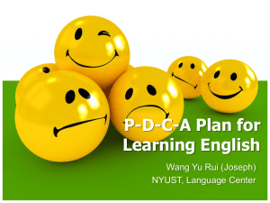 PDCA Plan for Learning English The Language Center
