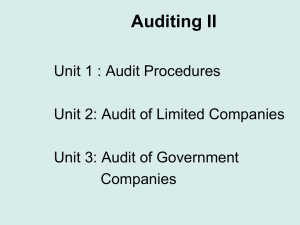 Chapter 8 – Audit Planning and Analytical Procedures