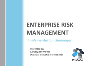 ENTERPRISE RISK MANAGEMENT, Implementation challenges