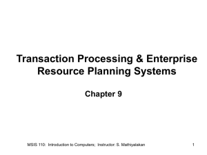 Transaction Processing & Enterprise Resource Planning Systems