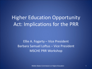 The Higher Education Opportunity Act: Implications for the PRR