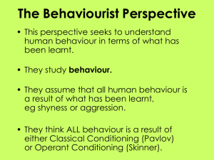 01 Behaviourist Perspective