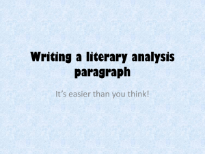 Literary Analysis Paragraph notes