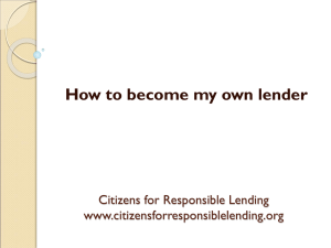 How to become my own lender - Citizens for Responsible Lending