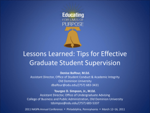 Lessons Learned: Tips for Effective Graduate Student