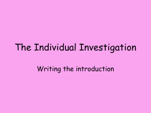 The Individual Investigation